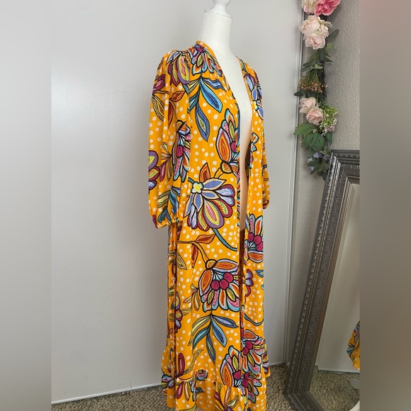 NWT Tabitha Brown x Target Orange Floral Print Long Duster Size XS Kimono Dress - Picture 7 of 15